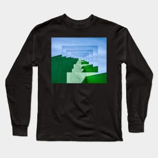 Green and Blue Fractal Long Sleeve T-Shirt